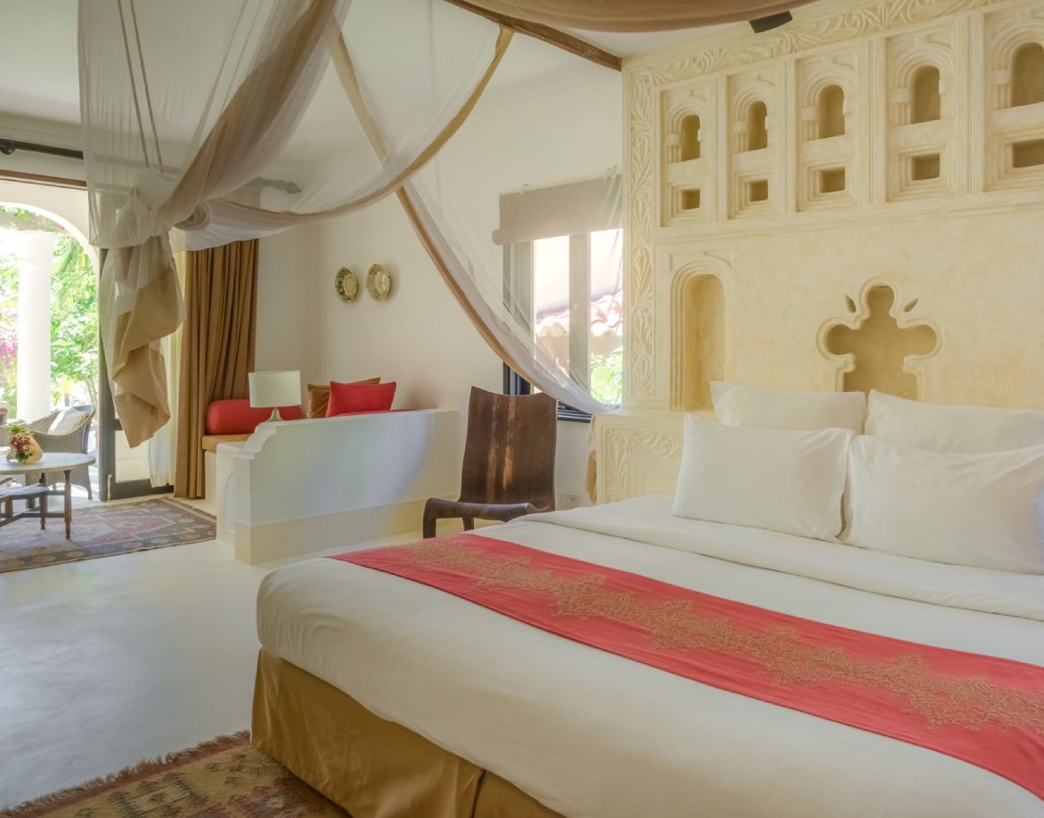 Guest room interior at Swahili Beach Resort